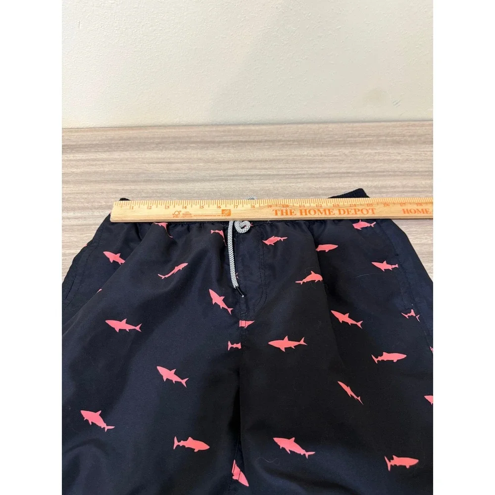 Maamgic Men Swim Trunks Large Black Pink Shark Print Mesh Lined Beach Summer